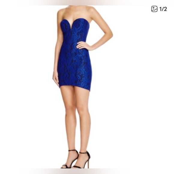 Blue sweetheart neck lace dress nwt small - Picture 5 of 5